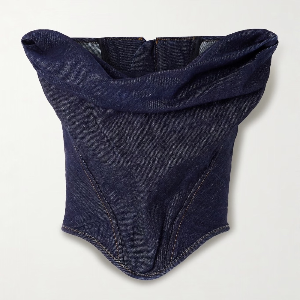 NWT MAGDA BUTRYM Strapless cropped denim bustier top, FR 34